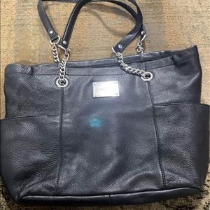 Calvin Klein black soft leather handbag / silver hardware